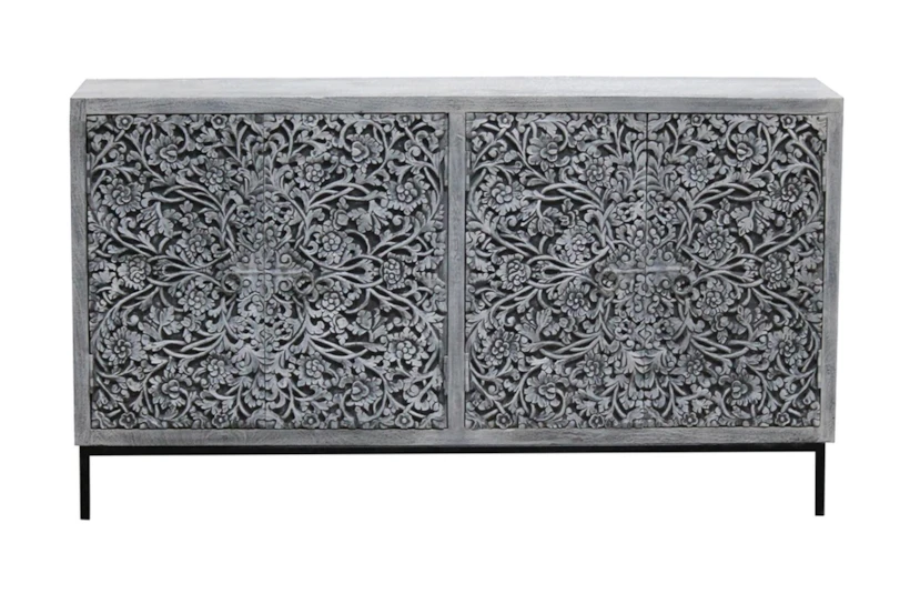 Grey Carved 4 Door Sideboard - 360