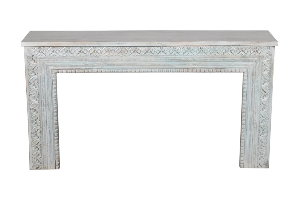 Weathered Blue Carbed Console Table