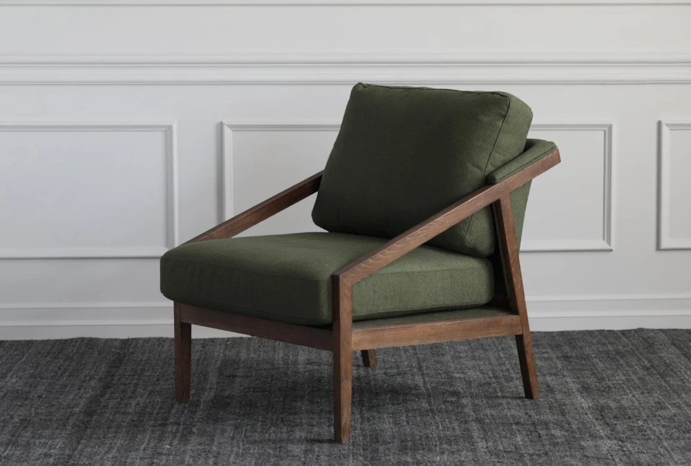 Olive + Solid Ash Frame Accent Chair