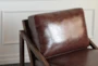Faux Leather + Solid Ash Lounge Chair With Iron Accents - Detail