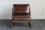 Faux Leather + Solid Ash Lounge Chair With Iron Accents - Front