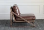 Faux Leather + Solid Ash Lounge Chair With Iron Accents - Side