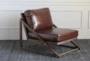 Faux Leather + Solid Ash Lounge Chair With Iron Accents - Signature