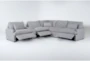 Jolene Silver Grey 134" 6 Piece Power Reclining L-Shaped Modular Sectional with 3 Power Recliners, Console, Storage, Cupholders & USB - Side