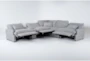 Jolene Silver Grey 134" 6 Piece Power Reclining L-Shaped Modular Sectional with 3 Power Recliners, Console, Storage, Cupholders & USB - Side