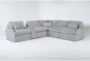 Jolene Silver Grey 134" 6 Piece Power Reclining L-Shaped Modular Sectional with 3 Power Recliners, Console, Storage, Cupholders & USB - Signature