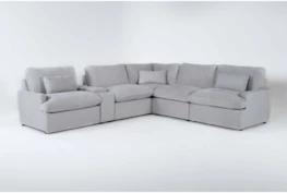 Jolene Silver Grey 6 Piece Reclining Sectional With 3 Power Recliners And Console