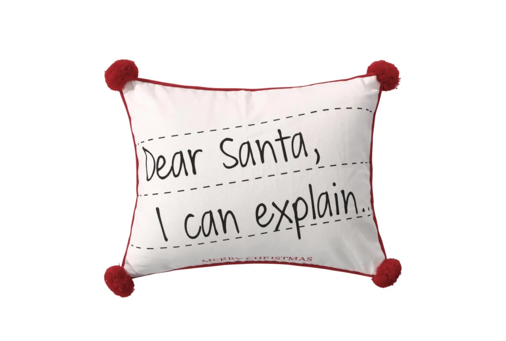 14X18 Dear Santa With Red Tassel Postcard Throw Pillow