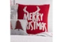 18X18 Red Stag Horn Merry Christmas Throw Pillow - Detail