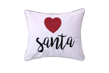14X18 White Red Heart Love Santa Script Throw Pillow