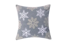 18X18 Grey White Multi Snowflake Throw Pillow