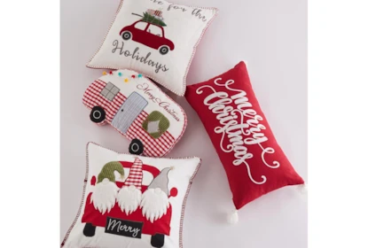 Christmas Truck Pillow, Red, Polyester