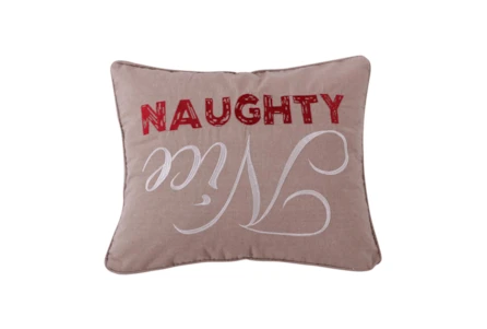14X18 Embroidered Naughty & Nice Throw Pillow