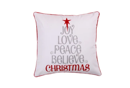 20X20 Grey & Red Multi Love Joy Peace Christmas Throw Pillow - Main