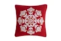 18X18 Red With White Snowflake Pillow - Signature
