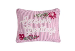 18X14 Crewel Stiched Seasons Greetings Throw Pilllow