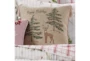 18X18 Embroidered Deer And Tree With Taupe Tassel Throw Pillow - Detail