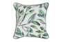 18X18 GREEN WHITE LEAVE BOTANICAL WATERCOLOR INDOOR OUTDOOR THROW PILLOW - Signature