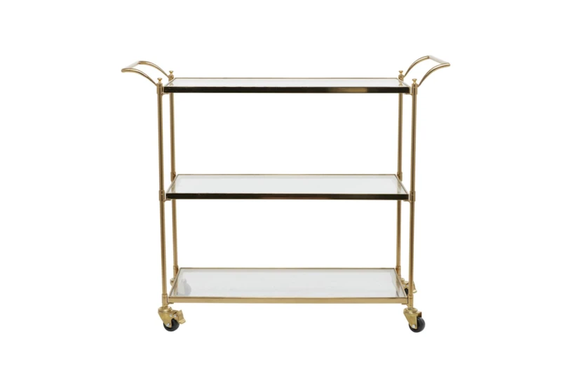 Brass Rolling Bar Cart With Wheels - 360