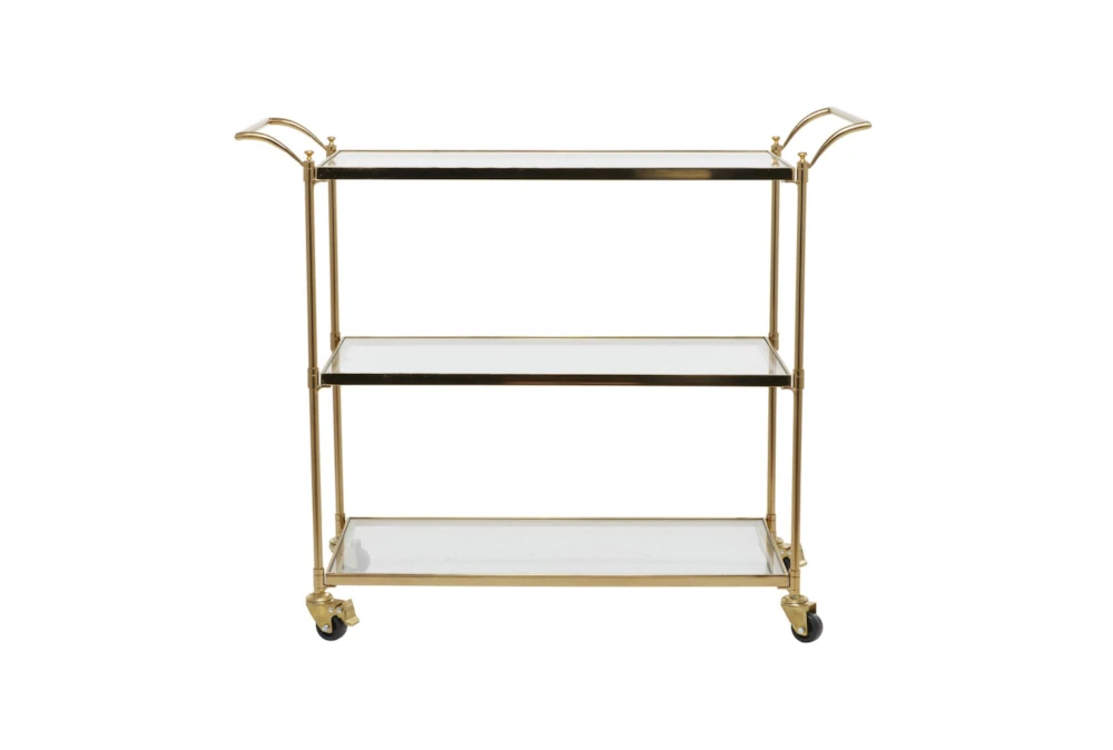 Brass Rolling Bar Cart With Wheels