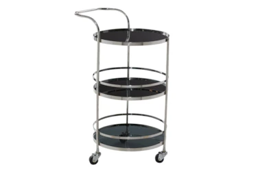 Silver Stainless Steel Round Bar Cart