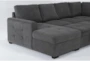 Roxwell 132" Charcoal 3 Piece Convertible Sleeper Sectional With Left Arm Facing Storage Chaise - Detail