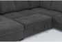 Roxwell 128" Charcoal 3 Piece Convertible Sleeper Sectional With Left Arm Facing Storage Chaise - Detail