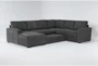 Roxwell 128" Charcoal 3 Piece Convertible Sleeper Sectional With Left Arm Facing Storage Chaise - Side