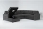 Roxwell 132" Charcoal 3 Piece Convertible Sleeper Sectional With Left Arm Facing Storage Chaise - Side