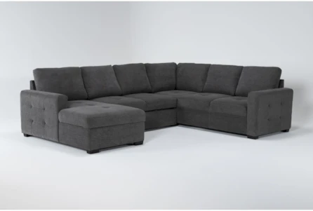 Roxwell 132" Charcoal 3 Piece Convertible Sleeper Sectional With Left Arm Facing Storage Chaise