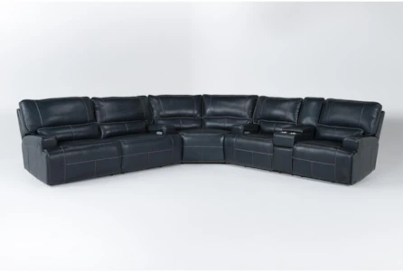 Como Navy Blue 169 Leather 3 Piece, Stratus Leather Power Reclining Sofa Costco
