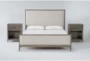 Corina King Wood & Upholstered 3 Piece Bedroom Set With 2 Nightstands - Signature