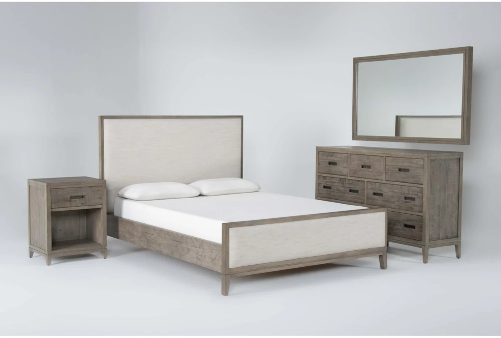 Corina King Wood & Upholstered 4 Piece Bedroom Set | Living Spaces