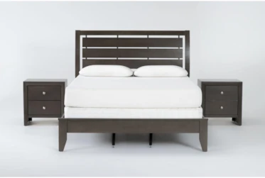 Eva Grey California King 3 Piece Bedroom Set With 2 Nightstands