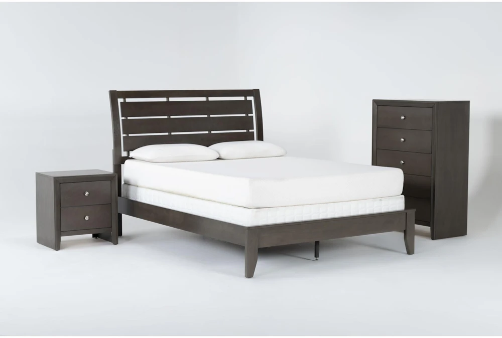 Eva Grey Full Wood 3 Piece Bedroom Set