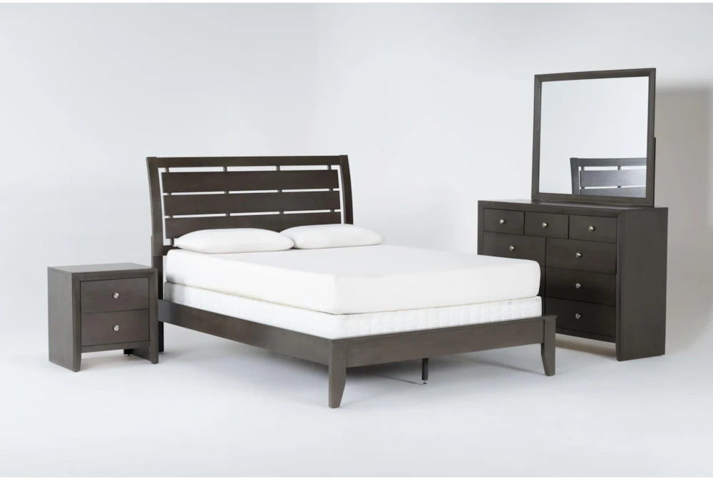 Eva Grey Full Wood 4 Piece Bedroom Set
