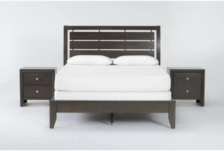 Eva Grey Queen 3 Piece Bedroom Set With 2 Nightstands