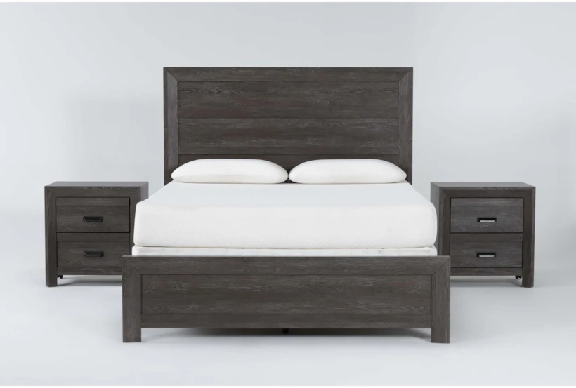 Adel Queen Platform Bed 3 Piece Bedroom Set With 2 Nightstands - 360