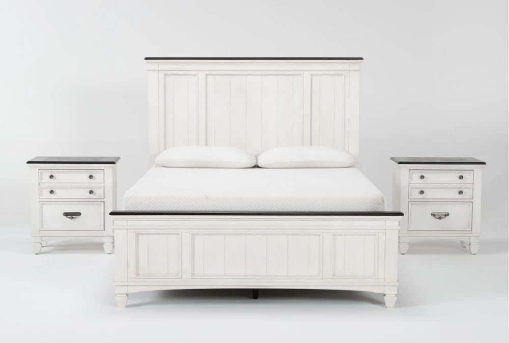 Sawie White Queen 3 Piece Bedroom Set With 2 Nightstands