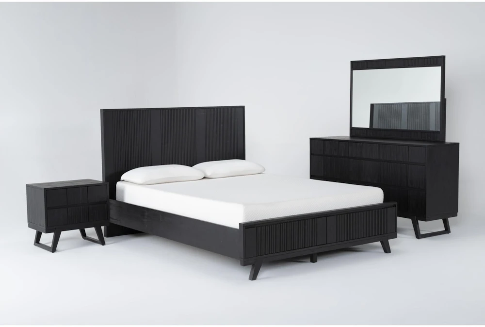 Joren Black Queen Wood Storage 4 Piece Bedroom Set