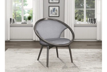 Orbit Grey Accent Chair With Grey Wood Frame
