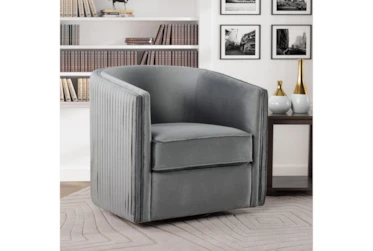 Darby Grey Velvet Swivel Accent Chair