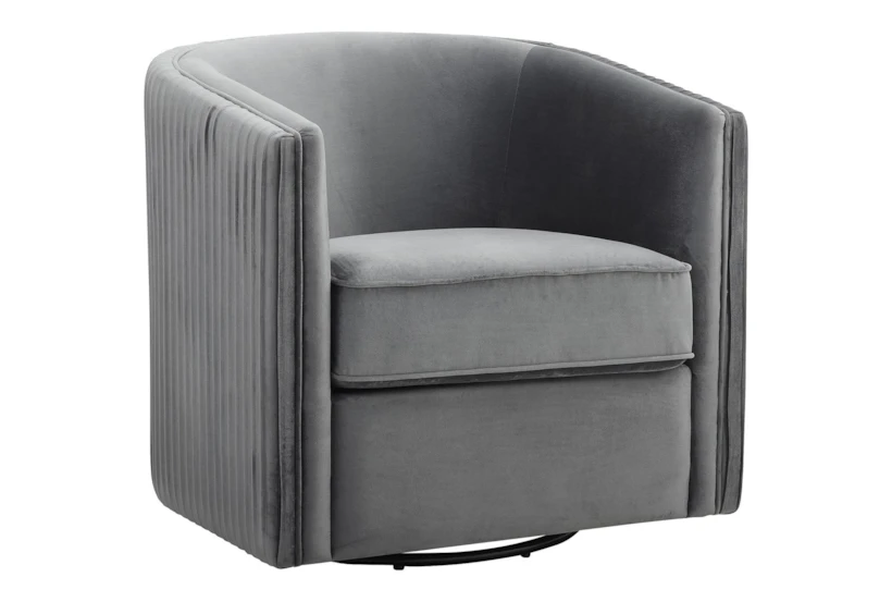 Darby Grey Velvet Swivel Barrel Arm Chair - 360
