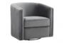Darby Grey Velvet Swivel Barrel Arm Chair - Signature
