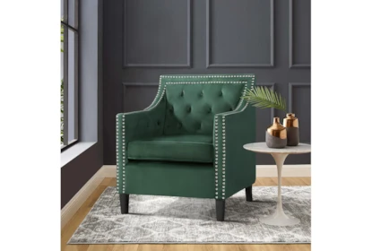 Stitch Wingback Accent Chair Forest Green/Black 