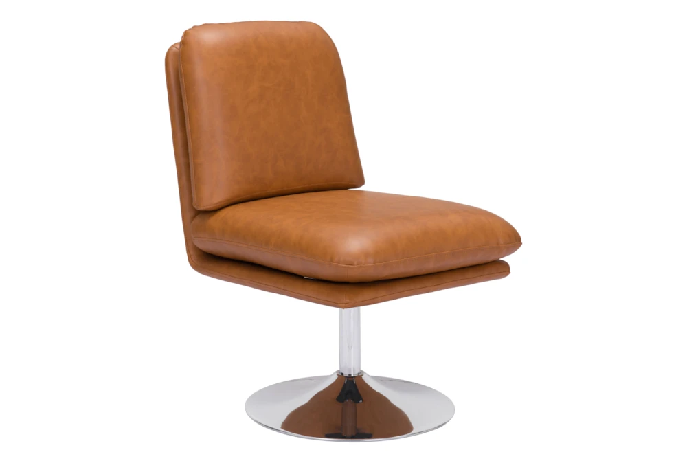 Tanner Brown Faux Leather Swivel Chair