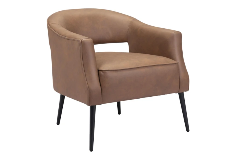 Vargas Brown Faux Leather Accent Arm Chair - 360