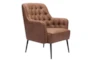 Vartan Brown Faux Leather Accent Chair - Detail