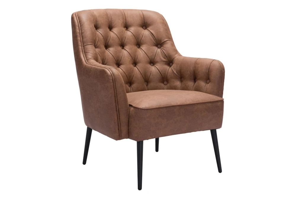 Vartan Brown Faux Leather Accent Arm Chair