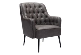 Vartan Charcoal Faux Leather Accent Chair